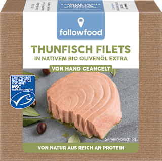 Thunfisch Filets, in nativem Bio-Olivenöl extra, MSC Zertifizierung followfood
