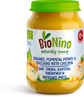 Био пюре тиква с картоф и крехко пилешко месо, 6+м BioNino