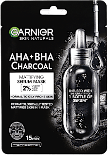 Sťahujúca textilná pleťová maska Pure Charcoal s výťažkom z čiernych rias GARNIER SKIN NATURALS