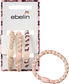 Haargummis geflochten, rosa, beige ebelin