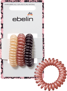 Spiralhaargummis, aubergine, rosa, beige ebelin