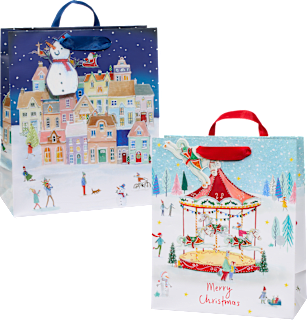 Geschenktasche Weihnachtsdorf & Karussel, midi hoch Profissimo
