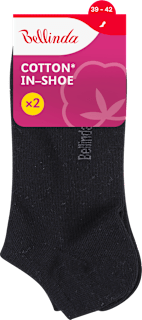 dámské ponožky Cotton In-Shoe, velikost 39-42, černé Bellinda