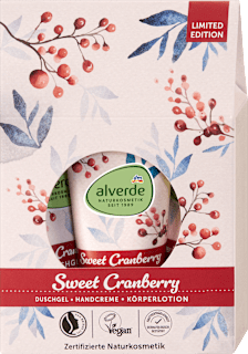 Darilni set za nego telesa z izvlečkom brusnice Sweet Cranberry alverde NATURKOSMETIK