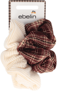 Scrunchie Ripp-Optik creme und Karo-Muster ebelin