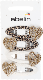 Haarklemmen mit Herz in weiß und Leo-Optik ebelin