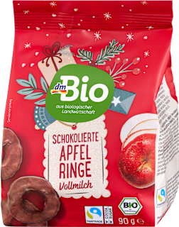 Schokolierte Apfelringe, Vollmilch dmBio