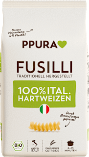 Nudeln, Fusilli aus italienischem Hartweizen PPURA