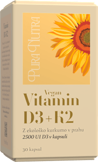 Prehransko dopolnilo Vegan Vitamin D3 + K2 PURA NUTRA