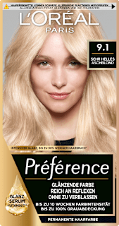 Haarfarbe 9.1 Sehr Helles Aschblond L'ORÉAL PARiS PRÉFÉRENCE