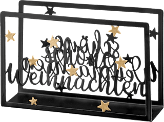 Serviettenhalter "schöne Weihnachten", schwarz-gold (14x9x4 cm) Dekorieren & Einrichten
