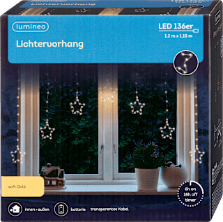LED Lichtervorhang Sterne, softgold (transparentes Kabel) Dekorieren & Einrichten