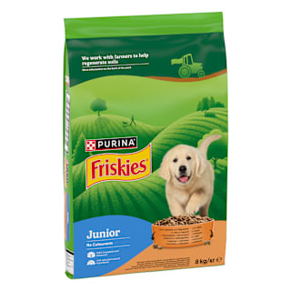 Hrană uscată pentru câini juniori cu aromă de pui Friskies