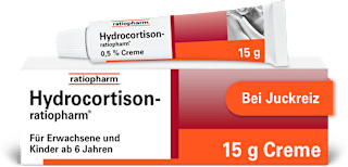 Hydrocortison-ratiopharm® 0,5 % Creme bei allergischen und entzündlichen Hautirritationen,  Juckreiz, sonnenbeanspruchter Haut und Insektenstichen ratiopharm