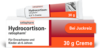 Hydrocortison-ratiopharm® 0,5 % Creme bei allergischen und entzündlichen Hautirritationen,  Juckreiz, sonnenbeanspruchter Haut und Insektenstichen ratiopharm