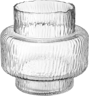 Vase aus Glas geriffelt, transparent (14,5x14,5x19,5 cm) dm home