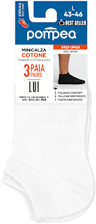 Къси мъжки чорапи Minicalza 43/46, бели Pompea