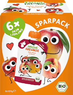 Quetschie Apfel, Mango & Pfirsich ab 6 Monaten (6x100 g) Freche Freunde