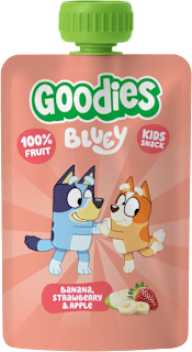 příkrm v sáčku Bluey banán, jahoda & jablko Goodies