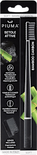 Zubná kefka Bamboo Carbon Soft, čierna Piuma