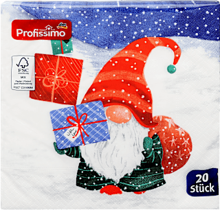 Servietten Wichtel im Schnee 33 x 33 cm Profissimo