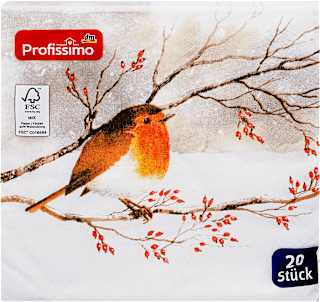 Servietten Wintervogel im Schnee 33x33 cm Profissimo