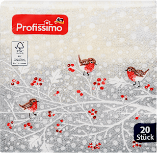 Cocktailservietten Wintervögelchen 25 x 25 cm Profissimo