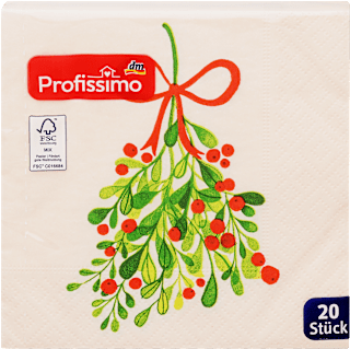 Cocktailservietten Mistelzweig 25 cm x 25 cm Profissimo