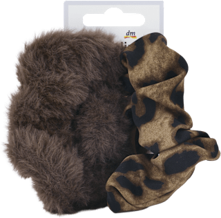 Plüss scrunchie (skunci), barna és leopárd ebelin