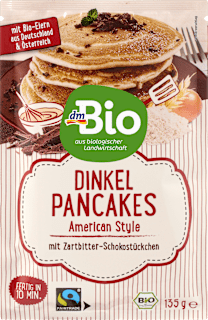 Dinkel Pancake mit Zartbitterschokolade dmBio