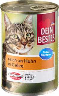 Nassfutter Katze reich an Huhn in Gelee Dein Bestes