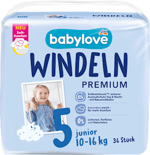Windeln Premium Gr. 5 Junior (10-16 kg) babylove