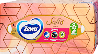 Papír zsebkendő dobozos Softis Style, 4 rétegű, többféle ZEWA