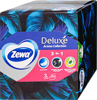 Papír zsebkendő dobozos Deluxe, Aroma Collection, 3 rétegű, többféle ZEWA