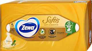 Papír zsebkendő dobozos Softis, Soft&Sensitive, 4 rétegű ZEWA