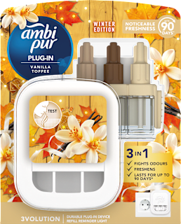 3Volution légfrissítő készülék és utántöltő Vanilla Toffee illattal ambi pur