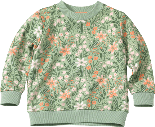 Kinder Pullover, Gr. 140, in Baumwolle, grün, rosa ALANA