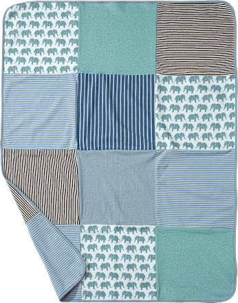 Patchwork Decke, ca. 100 x 75 cm, mit Bio-Baumwolle, blau ALANA