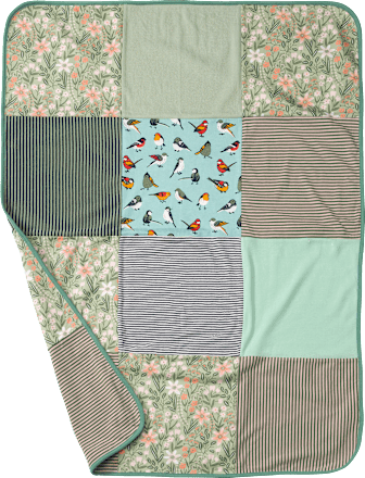 Patchwork Decke, ca. 100 x 75 cm, mit Bio-Baumwolle, grün ALANA