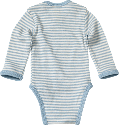 Wickelbody aus Bio-Wolle und Seide, blau & weiß, Gr. 50/56 ALANA