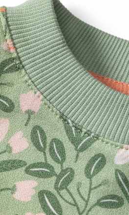 Kinder Pullover, Gr. 140, in Baumwolle, grün, rosa ALANA