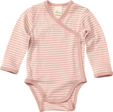 Wickelbody aus Bio-Wolle und Seide, rosa & weiß, Gr. 74/80 ALANA