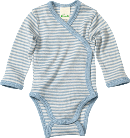 Wickelbody aus Bio-Wolle und Seide, blau & weiß, Gr. 50/56 ALANA