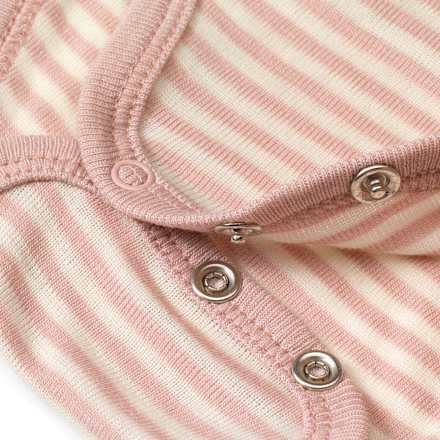 Wickelbody aus Bio-Wolle und Seide, rosa & weiß, Gr. 50/56 ALANA