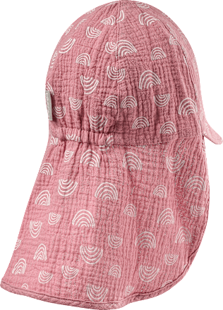 Schirmmütze aus Musselin mit Regenbogen-Muster, rosa, Gr. 52/53 ALANA