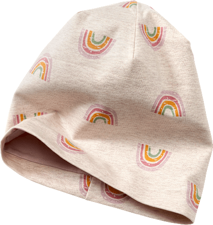 Mütze mit Regenbogen-Muster, beige & rosa, Gr. 48/49 ALANA