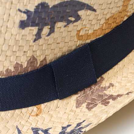 Strohhut mit Dino-Muster, beige, Gr. 52/53 PUSBLU