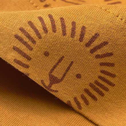 Mütze mit Löwen-Muster, gelb, Gr. 50/51 ALANA