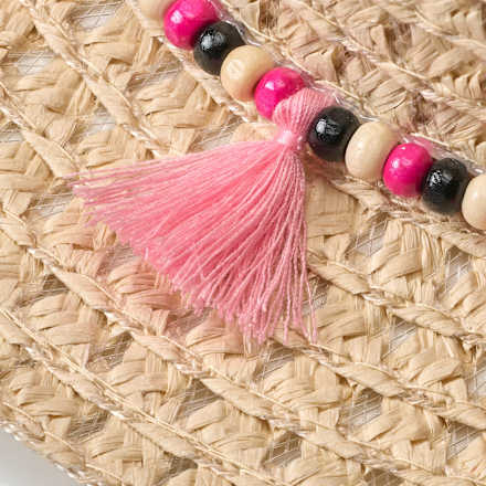 Strohhut mit pinkem Hutband, beige, Gr. 52/53 PUSBLU