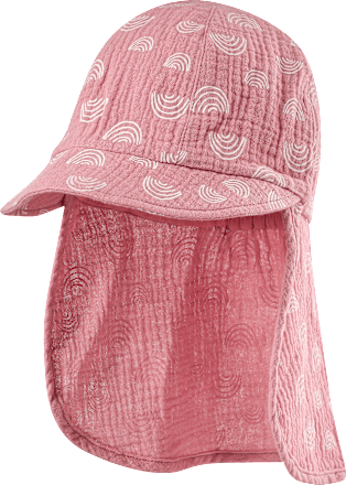 Schirmmütze aus Musselin mit Regenbogen-Muster, rosa, Gr. 52/53 ALANA